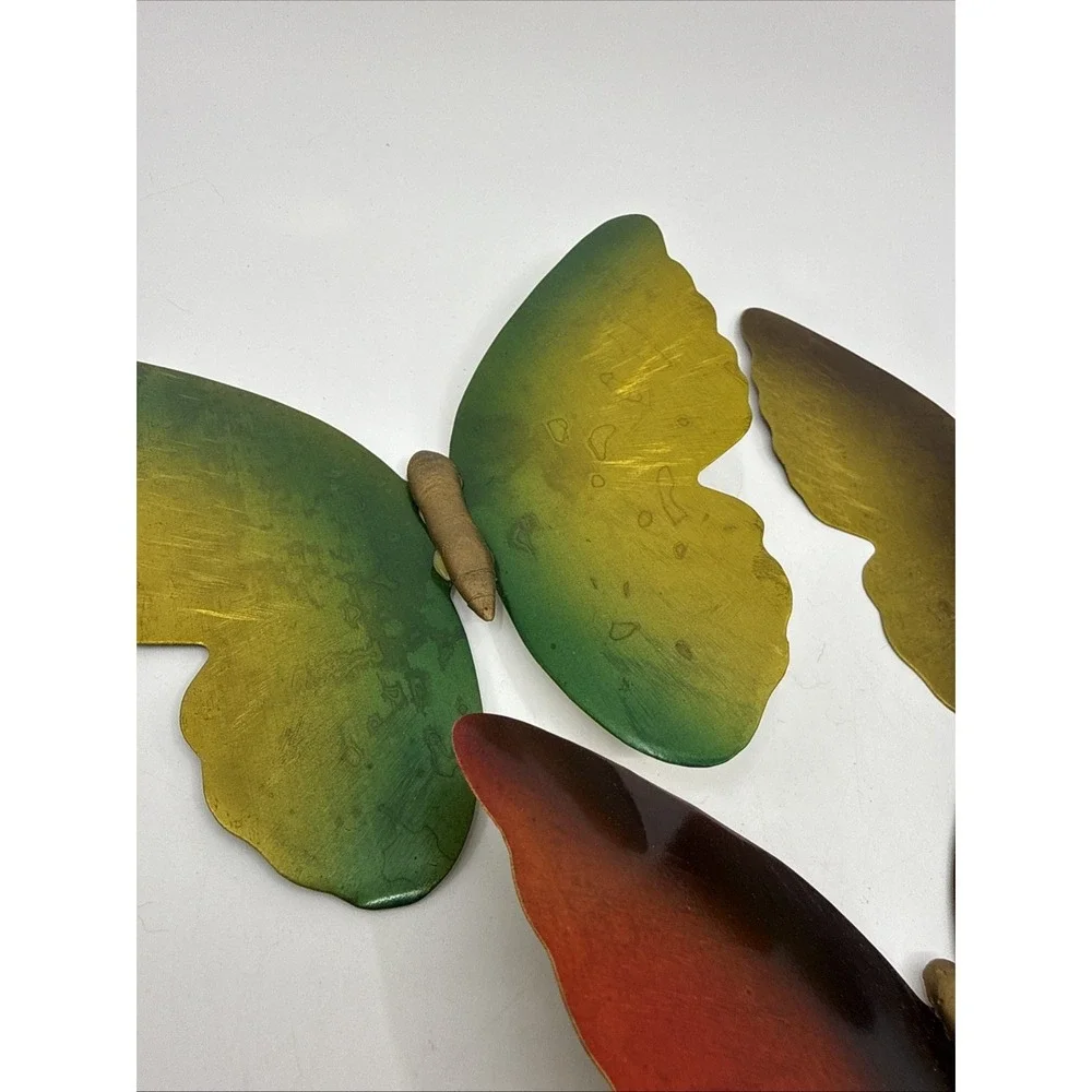 Set of 3 Vintage Metal Butterfly Wall Decor Gold Tone 5